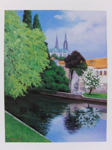Spring in Chartres by Tsunao Naito, Overseas edition, extremely rare, raisonné, Brand new with high-quality frame, free shipping, tat, Painting, Oil painting, Nature, Landscape painting
