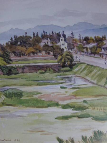 Ishii Hakutei, Matsumoto Castle outer moat, From a rare framed art book, Brand new high quality framed, Good condition, free shipping, y321, painting, oil painting, Nature, Landscape painting