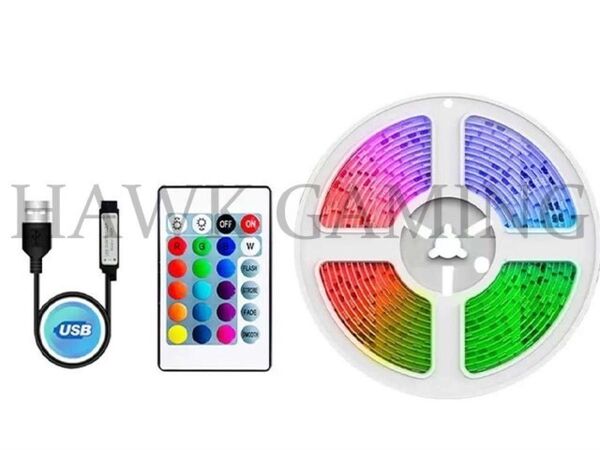 16色RGB LED テープ ライト 10m リモコン付き ケーブルクリップ付き 両面テープ 高輝度 調光調色USB 間接照明