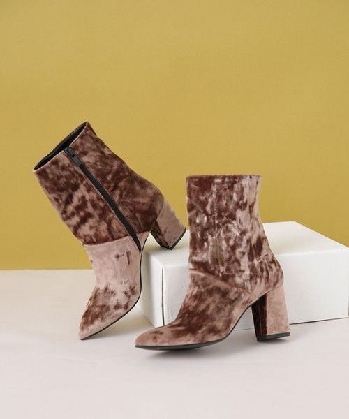 CORSO ROMA 9 コルソローマ ベロア ヒール ブーツ ショート 37 ファビオルスコーニ zara snidel
