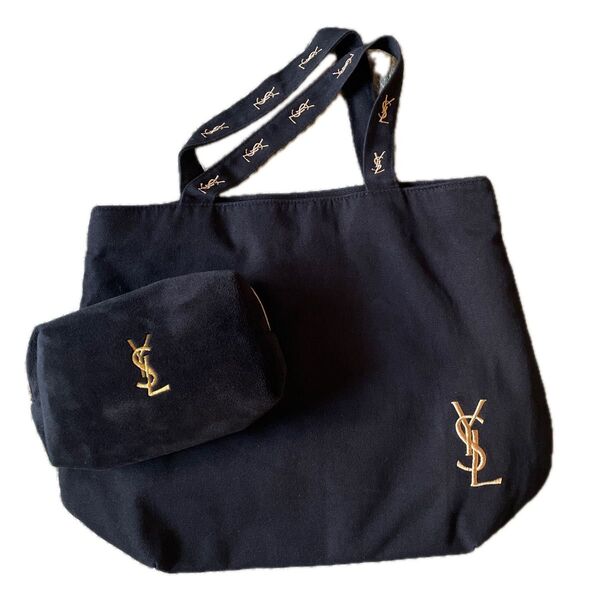 YSL イヴ・サンローラン トートバッグ 化粧ポーチ コスメポーチ 刺繍 イヴサンローラン ノベルティ