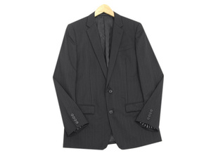 極美品*COMME CA DU MODE MEN*コムサデモードメン*ファイブフォックス*黒系*シルク混*春秋冬*ストライプ&チェック*2B*シングルジャケット*L