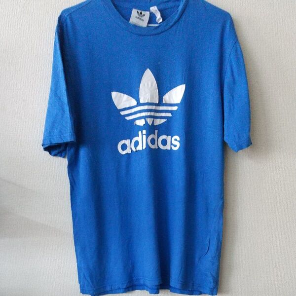 adidas アディダス Tシャツ 青色 Mサイズファッション