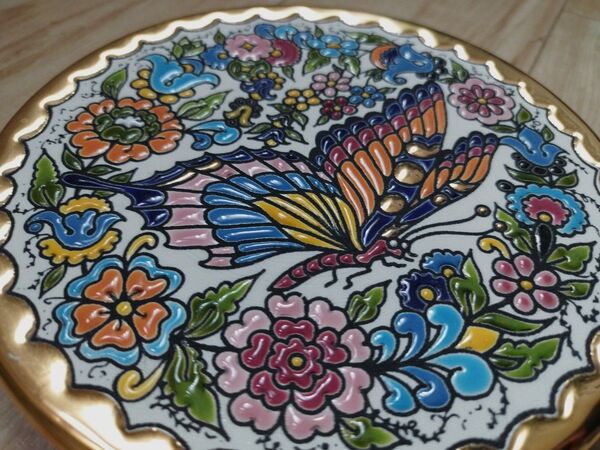 CEARCO 壁掛け皿スペインセビリア 蝶々とお花のレアー品 中古 美品