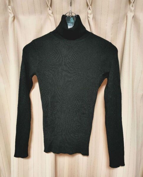 中古 CINEMACLUB Honeys タートルネック ニット 黒 S~M 長袖セーター トップス