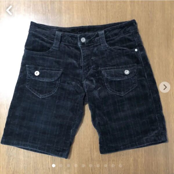 (P678)コーデュロイ ショートパンツ 黒