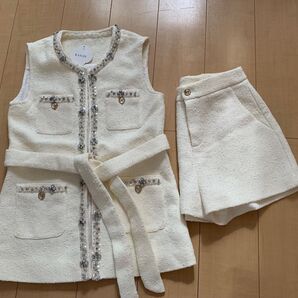 【新品未使用】RANDY ツイードビジューパイピングジレ