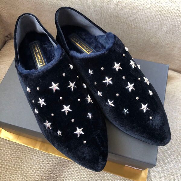 新品☆GEMMA LINN ダニエラアンドジェマ ネイビー スリッポンベルベット