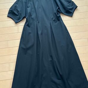 ブラック ロングワンピース フォーマル 5分袖 ランタンスリーブ 黒 ワンピース