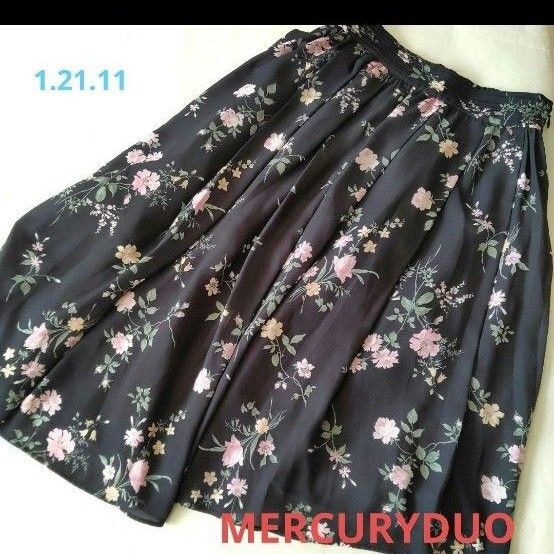 【MERCURYDUO】訳あり中古 フリーサイズ 花柄 イレギュラーヘムスカート