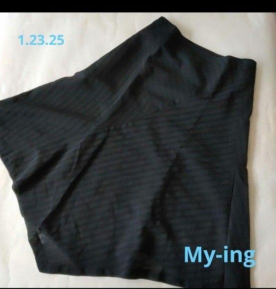 【My-ing 】 黑 イレギュラーヘム スカート
