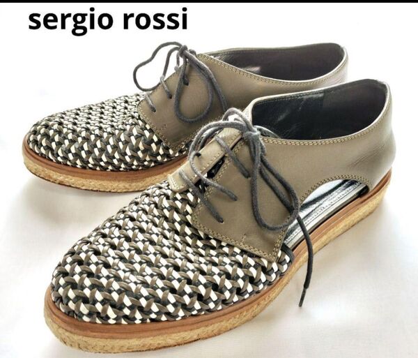 sergio rossi セルジオ ロッシ レザー メッシュ シューズ
