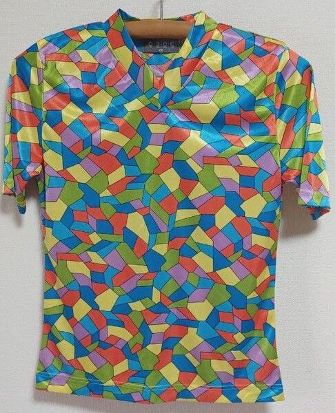 OZOC オゾック Vネック半袖Tシャツ トップス 総柄 38 カットソー 日本製 ゴルフウェア