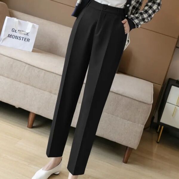 レディース テーパード パンツ ブラック 2XL