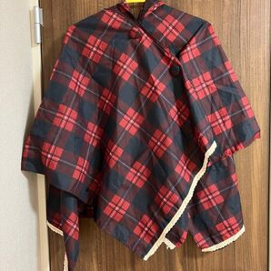 お子様にも!those days 赤と黒のチェック柄 ポンチョ