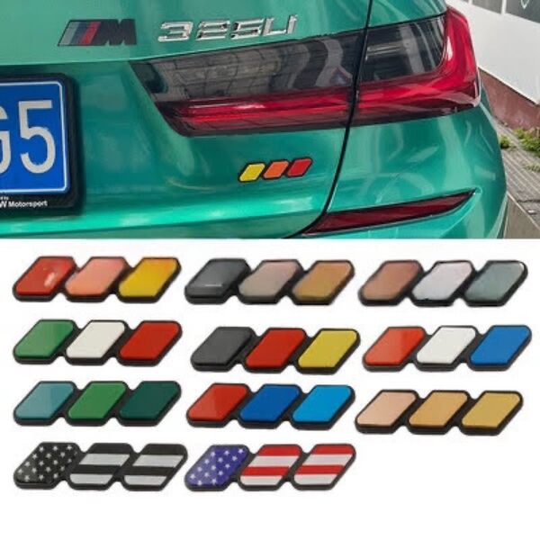 254 赤&オレンジ&黄色 バッジ 車体シール カー用品 カーアクセサリー ステッカー カスタム
