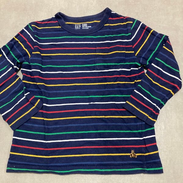gapbaby 100 ボーダーカットソー 長袖 3歳 ブルー