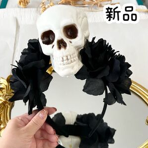 新品 スカル ローズ カチューシャ バラ ハロウィン ヘッドバンド コスプレ