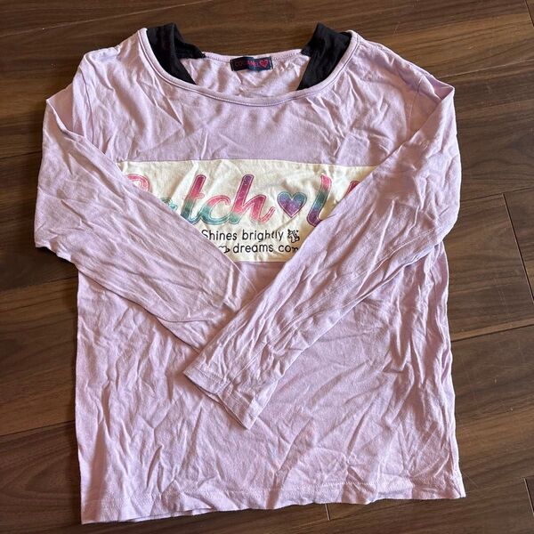キッズ服 ロンTシャツ 女の子 150 紫 パープル