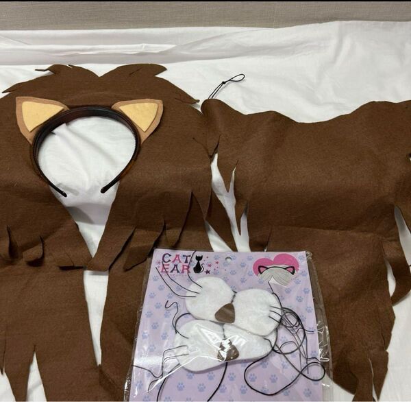 【仮装用】ライオン カチューシャ 髭 猫ミミ 仮面 ライオンキングごっこ セット Cats