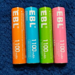 EBL 単4形 充電式ニッケル水素電池 カラフル 4本