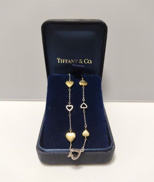 TIFFANY ティファニー AU750 YG WG マルチハート ドロップ ブレスレット