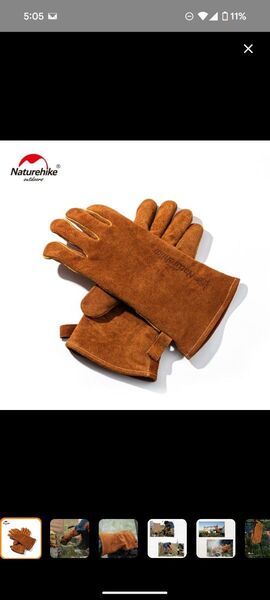 Naturehike 耐熱グローブ 35×14cm ブラウン 焚き火 耐火グローブ BBQ バーベキュー 耐熱グローブ