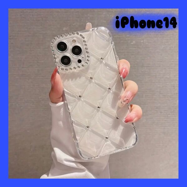 【iPhone14】スマホケース キルティング クリア 韓国