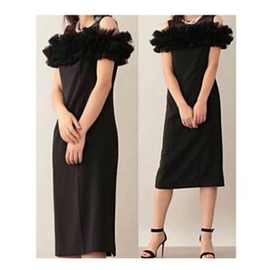 CAST:キャストコロン チュールコンビドレスワンピ 肩出し ノンスリーブ 2way