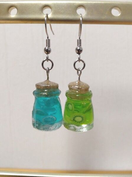 ハンドメイド ピアス ジャム(ブルーハワイ&キウイ)③