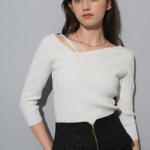 7分袖口デコルテラインリブニット Rirandture