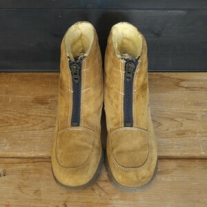 ★70's★Hush Puppies★ハッシュパピー★スエードジップボアブーツ★ベージュ★10M(28.0cm相当)