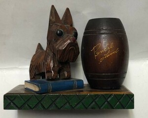 . dog penholder wooden 70 year and more front. thing 