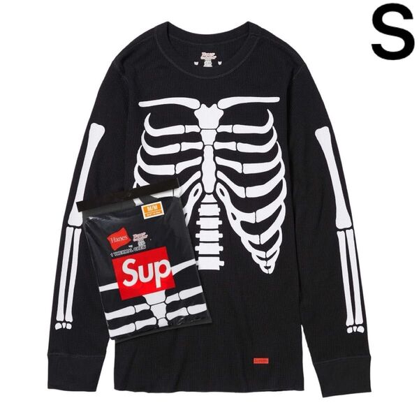 S SUPREME HANES BONES THERMAL CREW BLACK サーマル ロンT シュプリーム ヘインズ