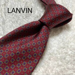 LANVIN ネクタイ レッド マーク入り 細身