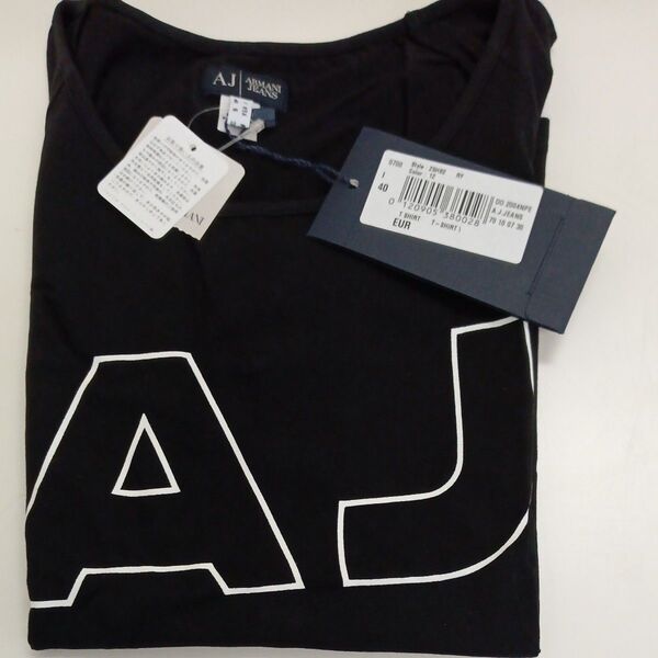 タグ付未使用 アルマーニジーンズ Tシャツ ブラック