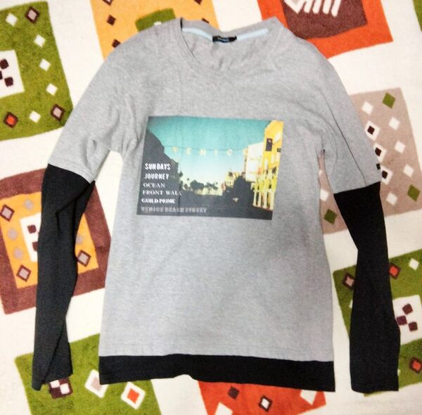日本製 ギルドプライム guild prime Tシャツ ロンT カットソー 転写 プリント レイヤード