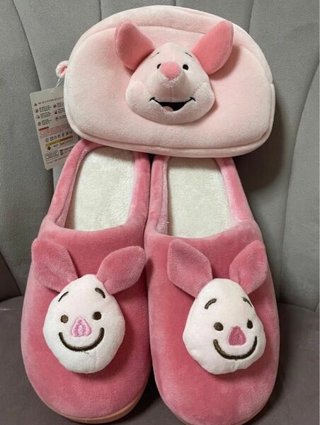くまのプーさん ピグレット ぬいぐるみ スリッパ ポーチ セット