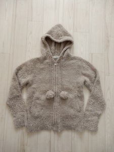 OLIVEdesOLIVE Olive des Olive .... knitted long sleeve with a hood cardigan double ZIP parka beige 