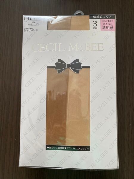 ストッキング セシルマクビー 3枚組 L〜LL ヌードベージュ