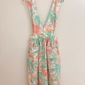 vintage 80s 花柄 エプロン ワンピース
