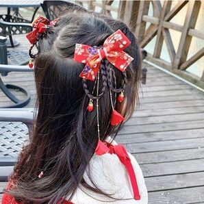 和柄着物柄ヘアアクセサリー お正月 七五三 桃の初節句 お宮参りp79C 結婚式 ヘアピン つけ毛 ひな祭り 卒園式 入園式