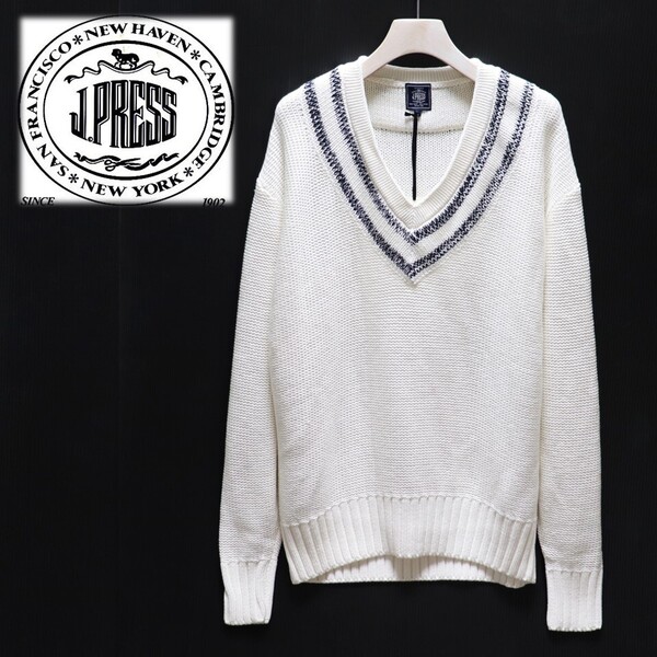 《J.PRESS ジェイプレス》新品 定価20,900円 伸縮性あり Vネックセーター ニット ゆったりめL S0764