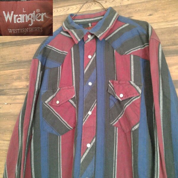 Wrangler 古着 ウエスタンシャツ マルチカラー 総柄 レトロ ビンテージ
