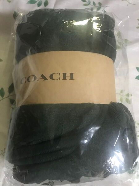 新品 未使用 COACH コーチ ブランケット 膝掛け ダークグリーン