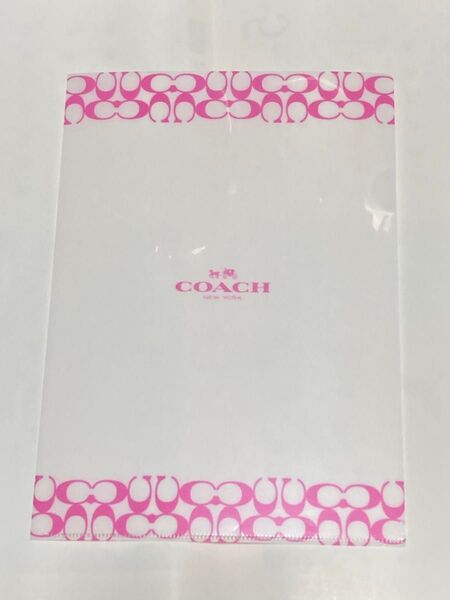 COACH クリアファイル ホワイト・ピンク