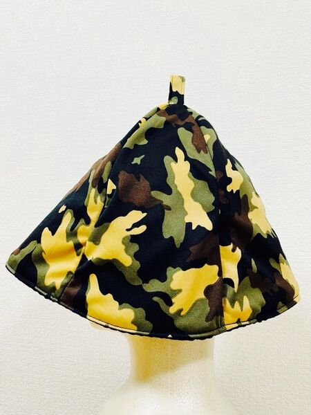 サウナハット ハンドメイド サウナ 迷彩柄 ゆったり大きめサイズ
