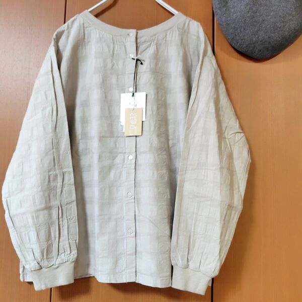 studio CLIP シャドウチェックリブブラウス 新品 スタディオクリップ