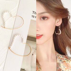 ◆インポートピアス◆限定特価◆ハーフハートパールフープピアス
