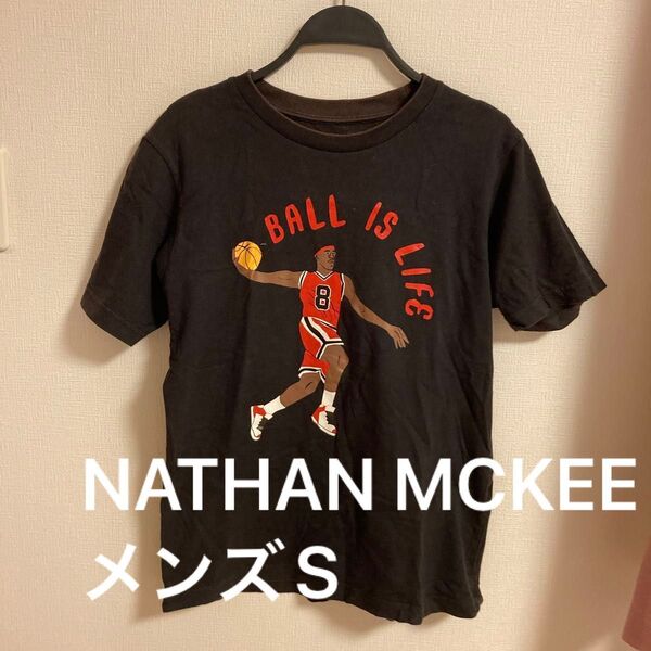 NATHAN MCKEE メンズ S 半袖 半袖Tシャツ Tシャツ ブラック 黒 トップス 古着 バスケ 普段着 キッズ 160